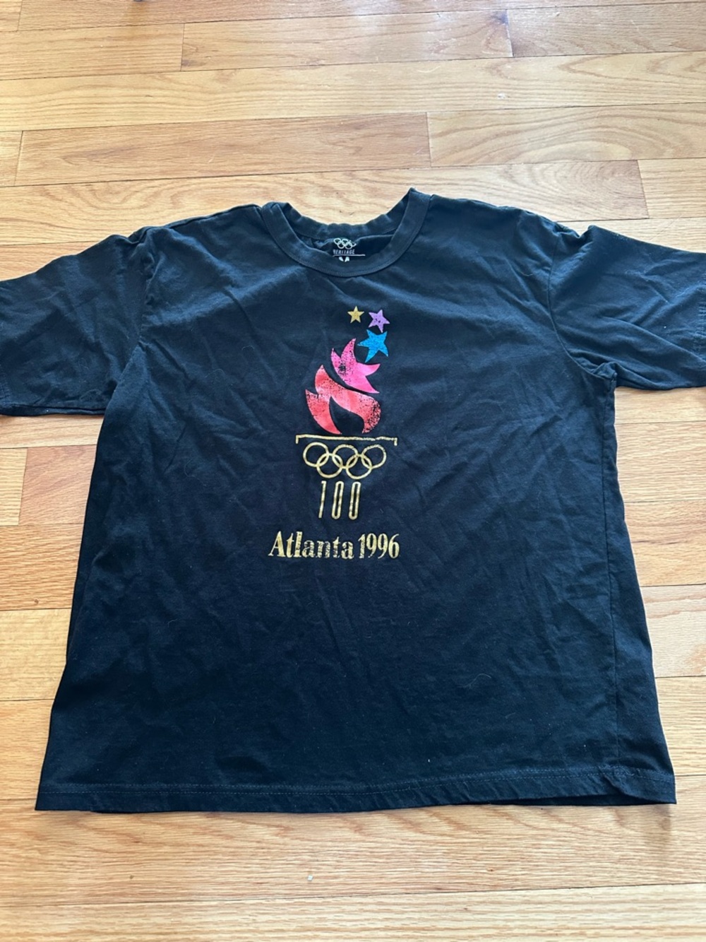 Heritage Black Atlanta 1996 Olympics Graphic Tee with Multicolor Torch